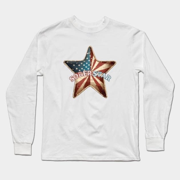 Sober Star, Vintage American Flag Long Sleeve T-Shirt by SOS@ddicted